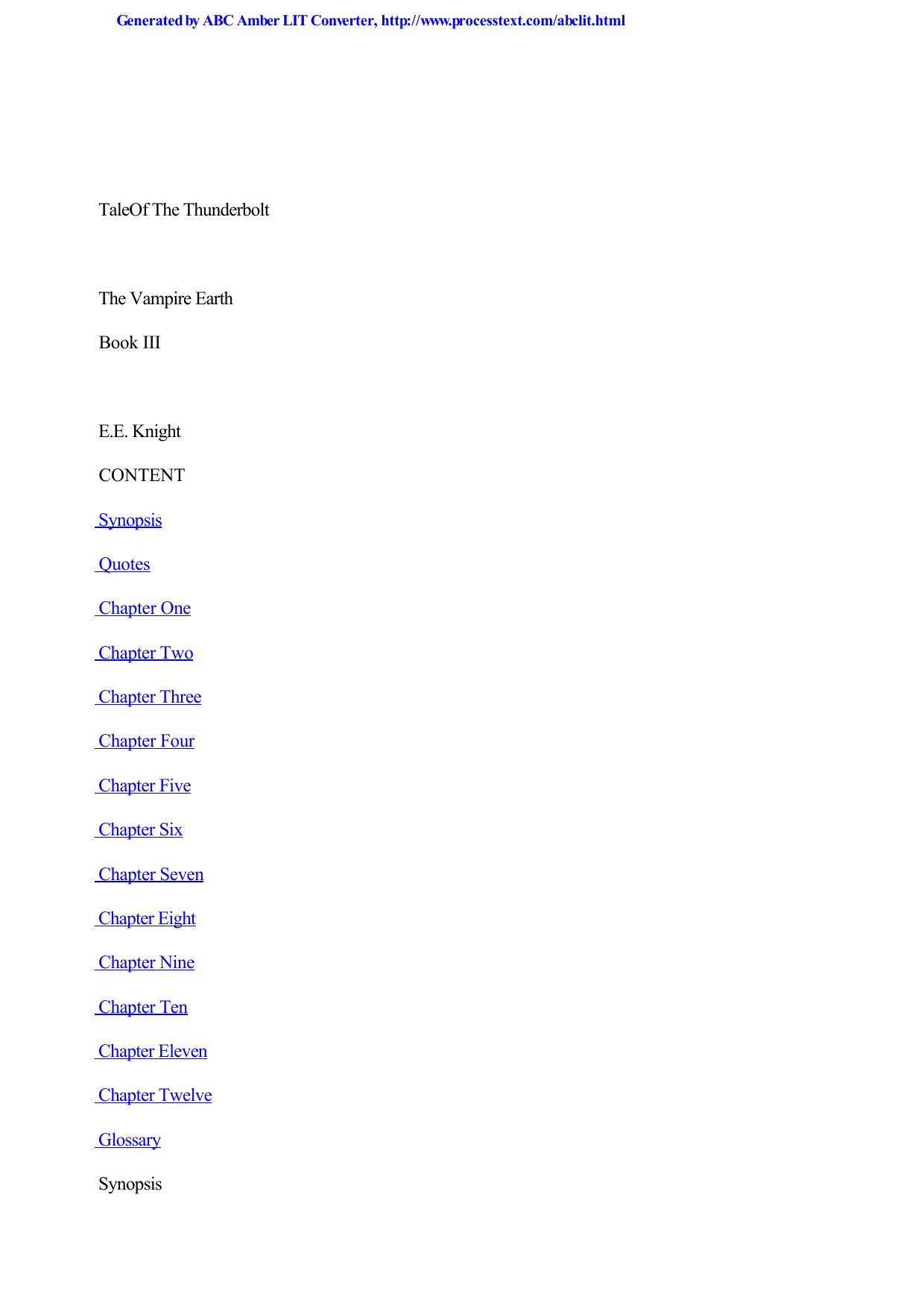 Knight, E.E - The Vampire Earth 03 - Tale of The Thunderbolt by Knight E.E