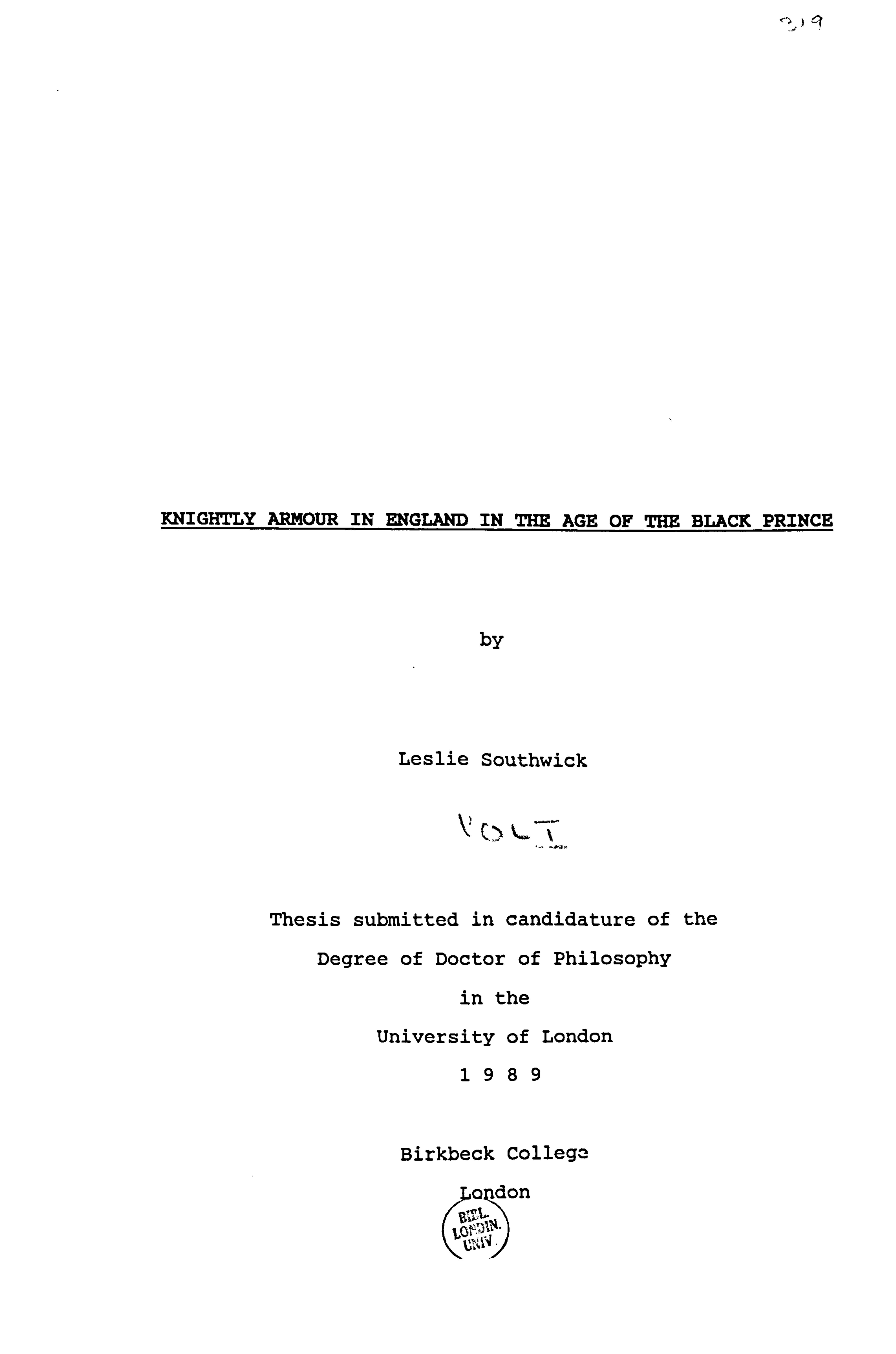 Knightly armour in England in the age of the Black prince by Southwick Leslie