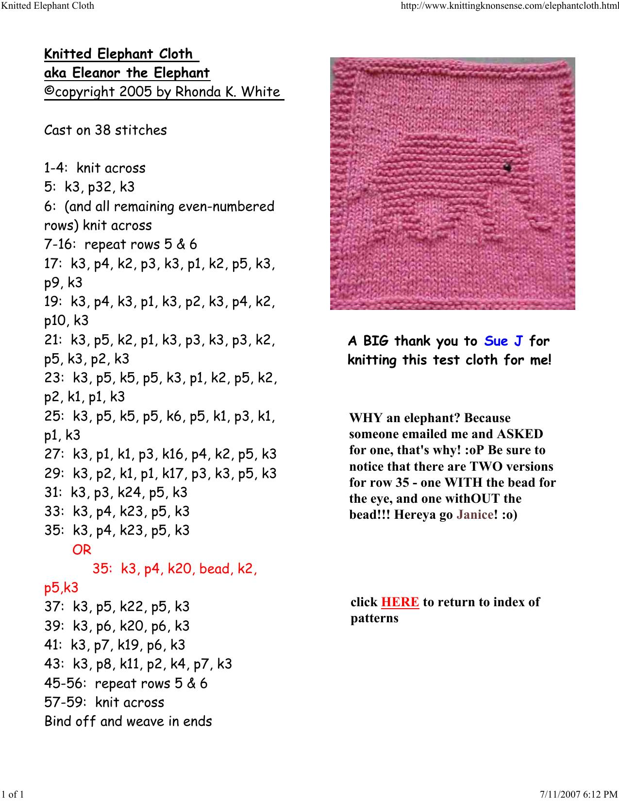 Knitted Elephant Cloth by Owner