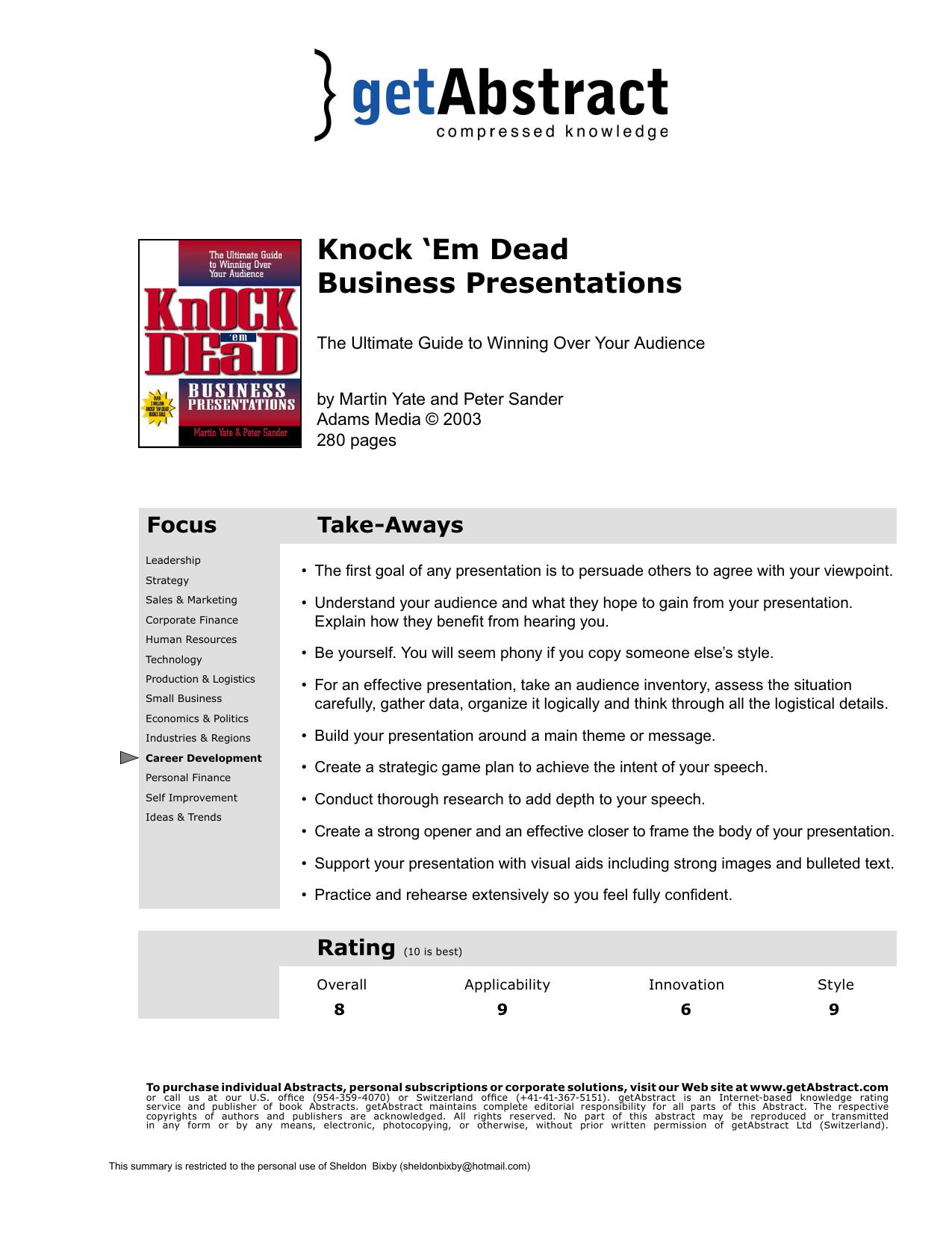 Knock 'Em Dead Business Presentations by getAbstract