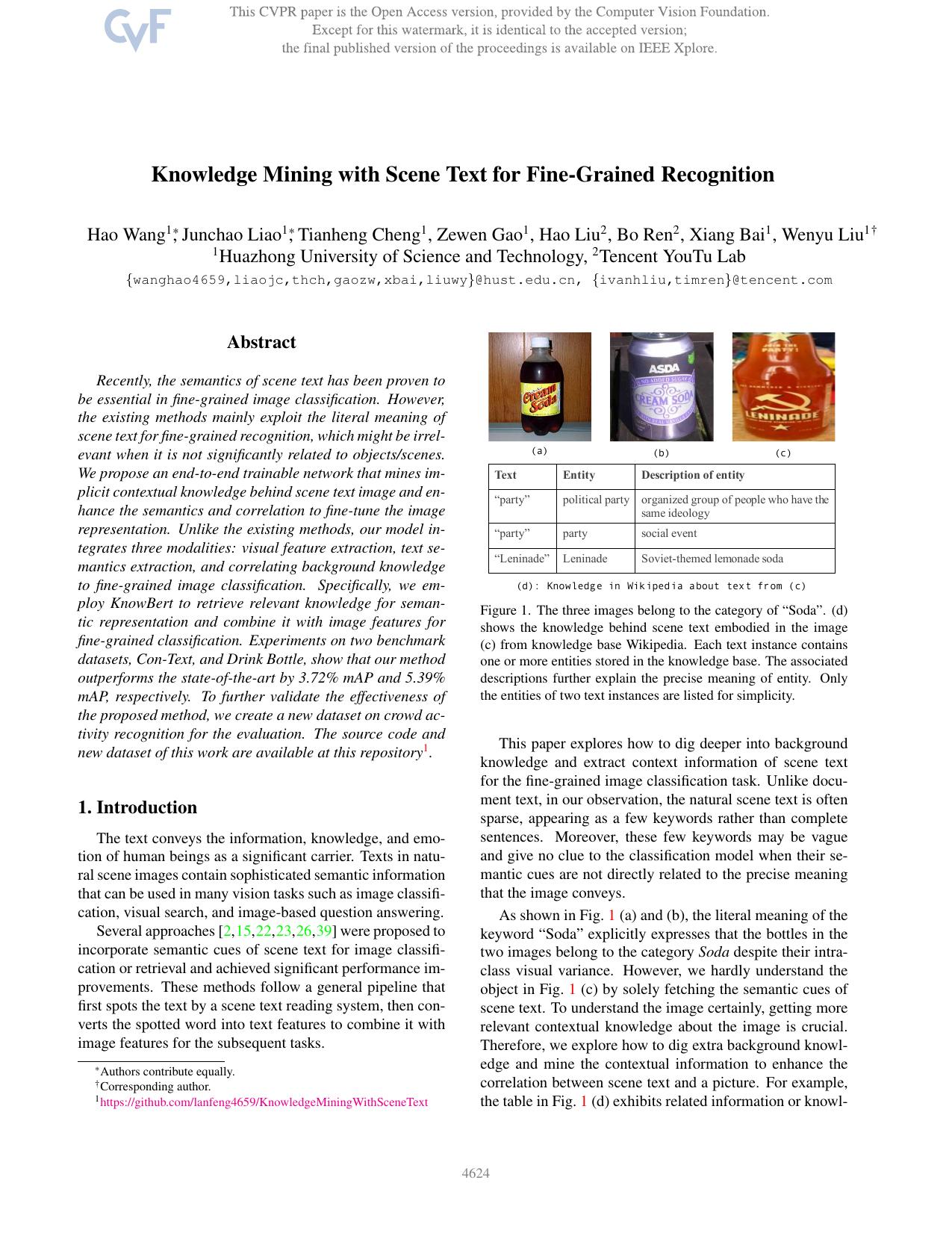 Knowledge Mining With Scene Text for Fine-Grained Recognition by unknow