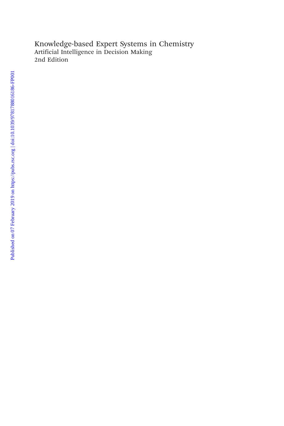 Knowledge-based expert systems in chemistry artificial intelligence in decision making by Judson Philip