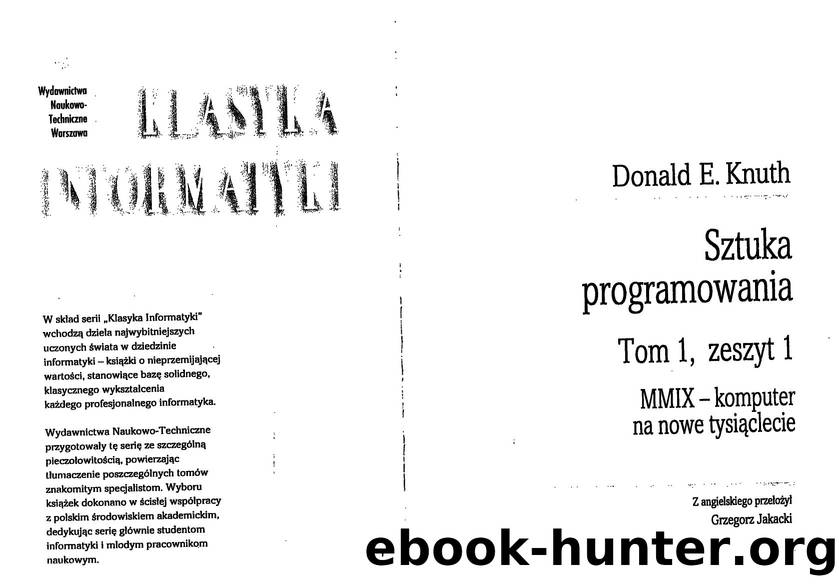 Knuth D by Sztuka programowania. T 1. z 1. MMIX