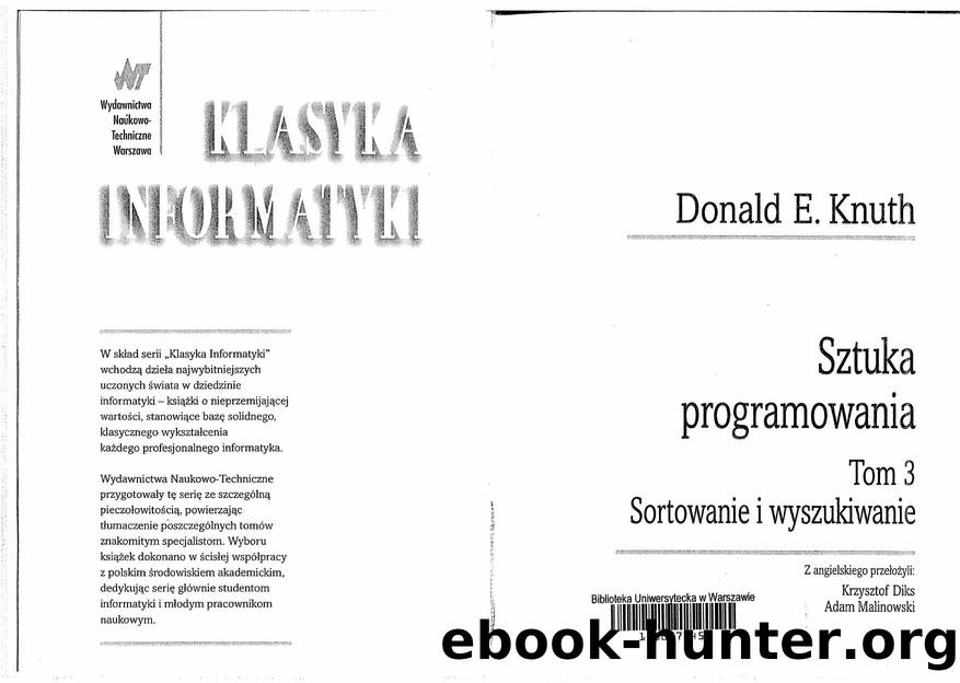 Knuth D by Sztuka programowania. T 3. Sortowanie i wyszukiwanie