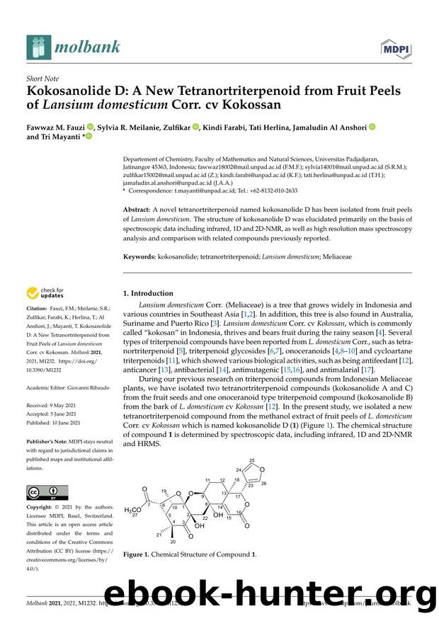 Kokosanolide D: A New Tetranortriterpenoid from Fruit Peels of Lansium domesticum Corr. cv Kokossan by unknow