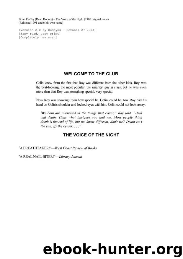 Koontz, Dean - The Voice of the Night by Koontz Dean