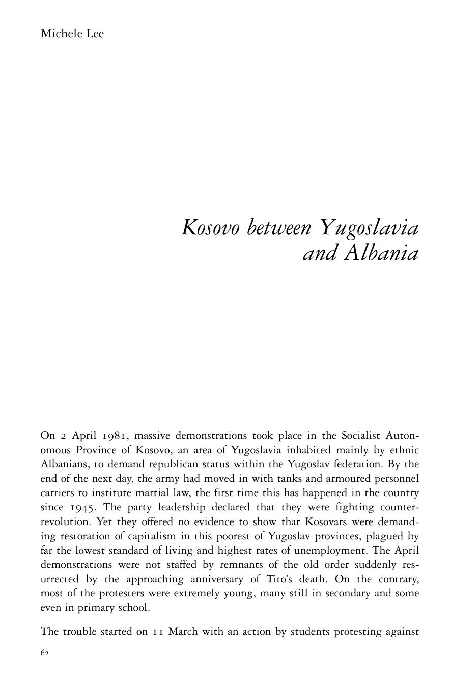 Kosovo between Yugoslavia and Albania by Michele Lee