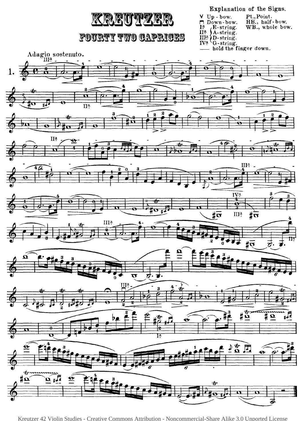 Kreutzer 42 Violin Studies or Caprices [Free Public Domain Music Score] by Kreutzer Rodolphe