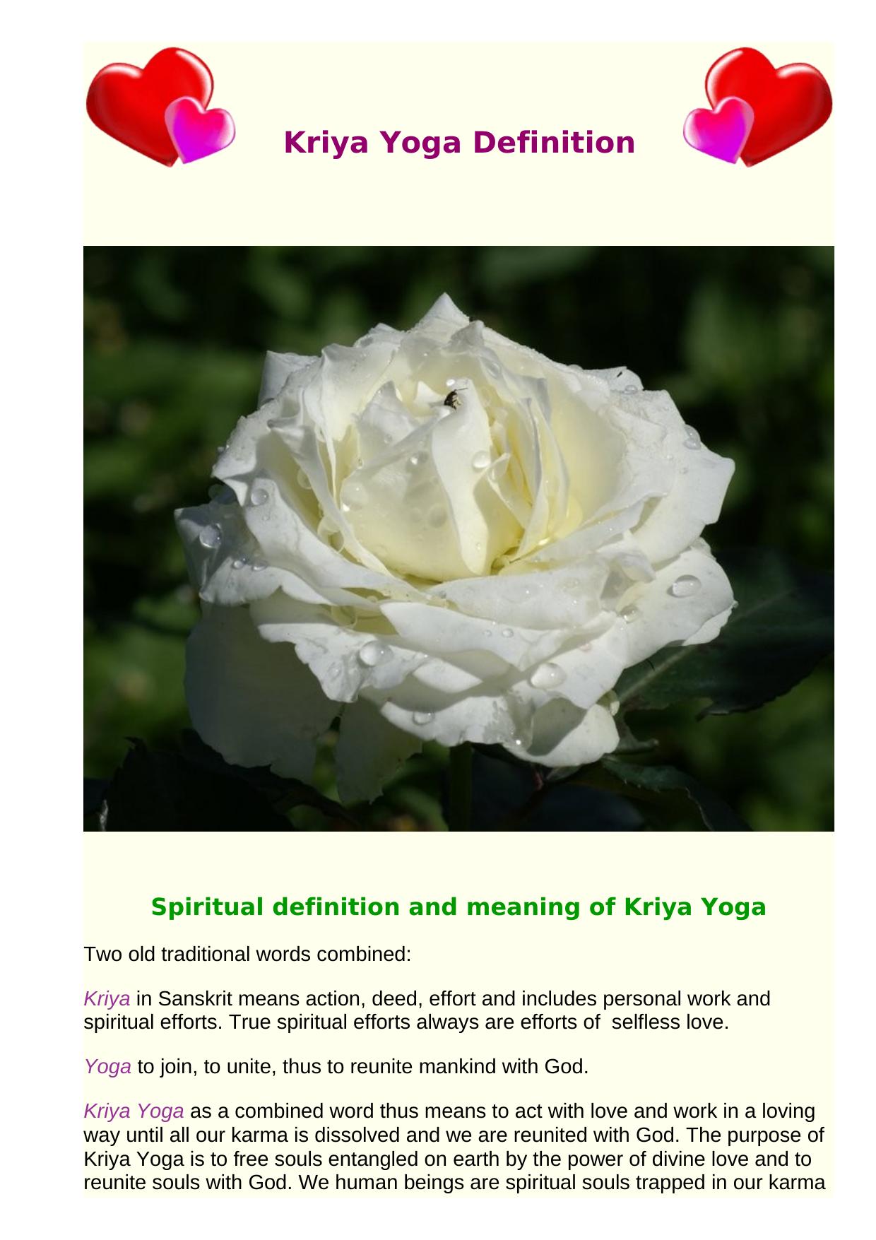 Kriya Yoga - Spiritual definition and meaning by hans neukomm