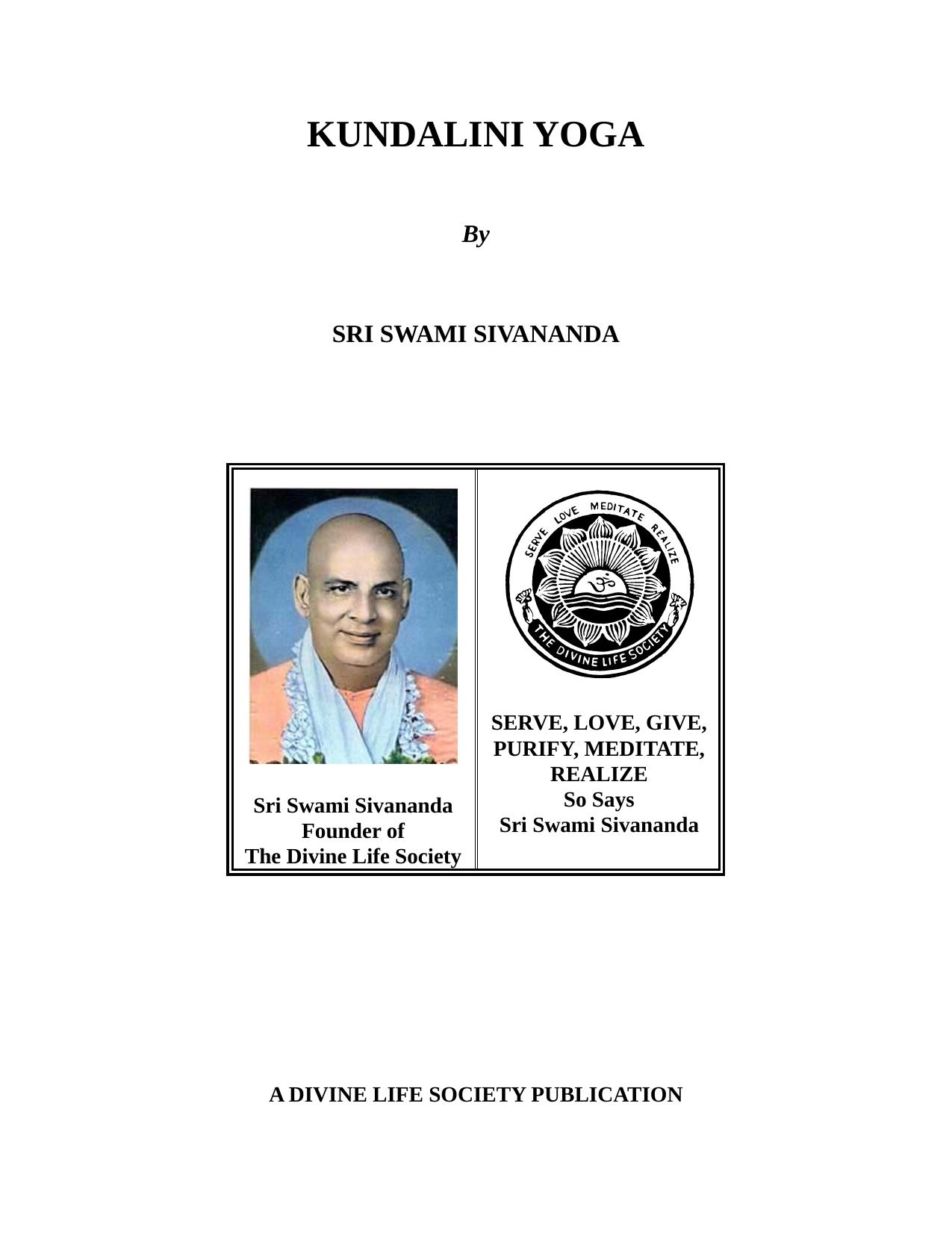 Kundalini Yoga by Sivananda Saraswati