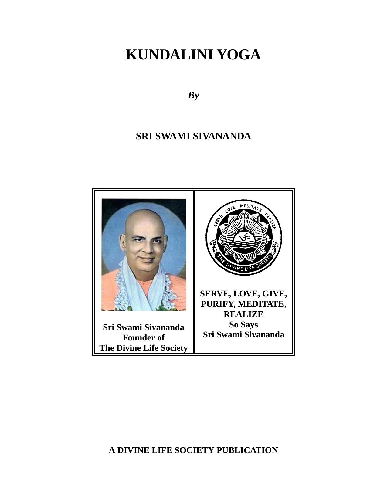 Kundalini Yoga by Sivananda