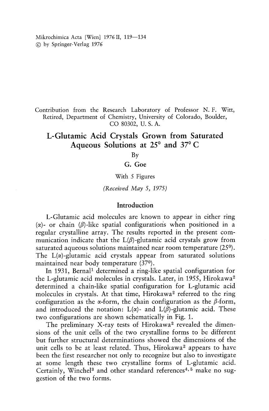 L-Glutamic acid crystals grown from saturated aqueous solutions at 25° and 37° c by Unknown