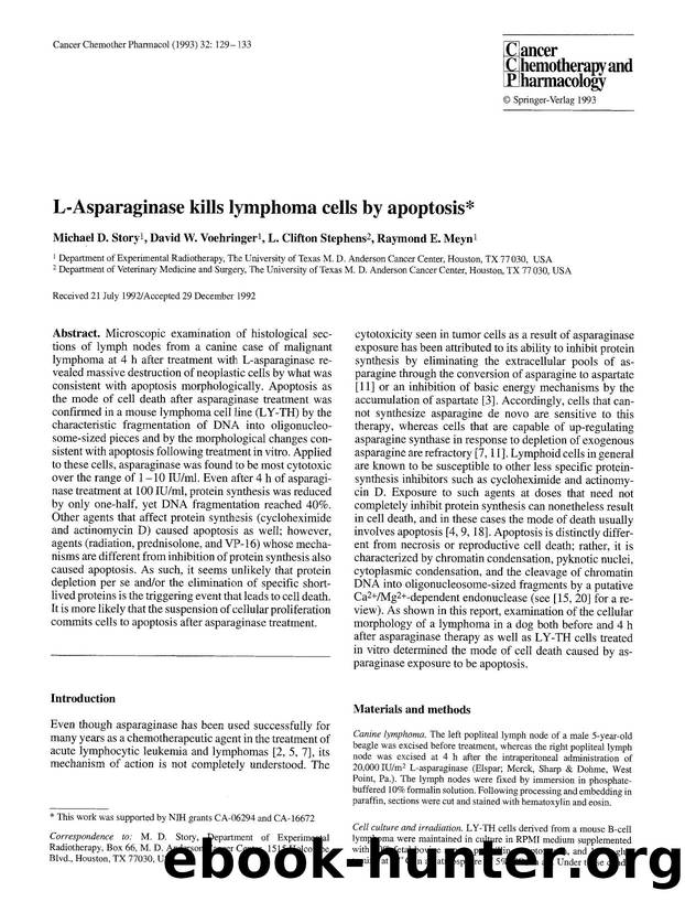 L-asparaginase kills lymphoma cells by apoptosis by Unknown
