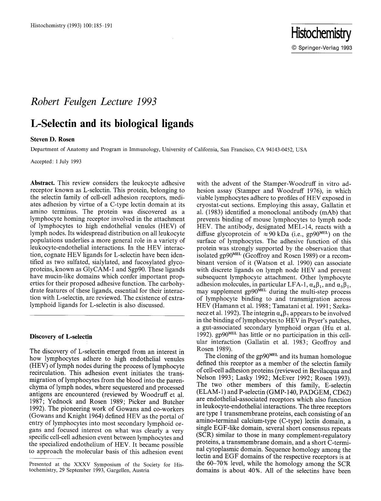 L-selectin and its biological ligands by Unknown