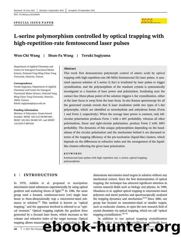 L-serine polymorphism controlled by optical trapping with high-repetition-rate femtosecond laser pulses by Unknown