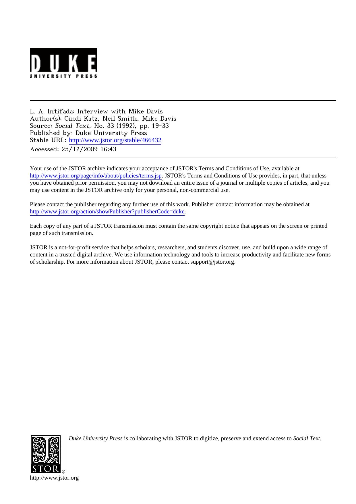 L. A. Intifada: Interview with Mike Davis by Interview & Mike Davis