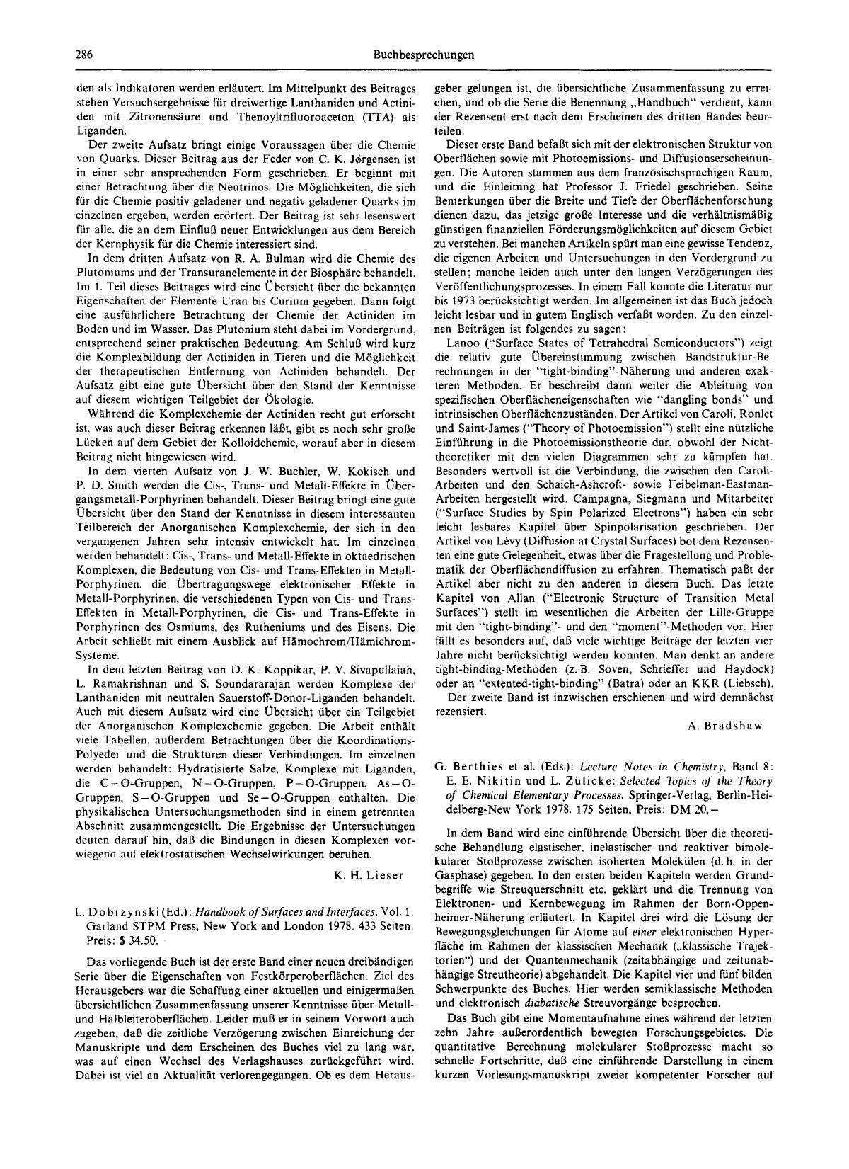 L. Dobrzynski (Ed.): Handbook of Surfaces and Interfaces, Vol. 1. Garland STPM Press, New York and London 1978. 433 Seiten. Preis: [dollar] 34.50. by Unknown