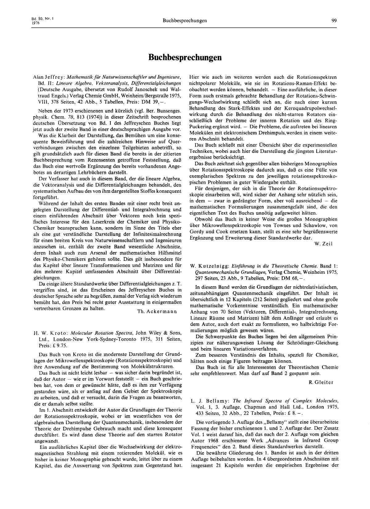 L. J. Bellamy: The Infrared Spectra of Complex Molecules, Vol. 1, 3. Auflage, Chapman and Hall Ltd., London 1975, 433 Seiten, 32 Abb., 22 Tabellen, Preis: £ 8.-. by Unknown