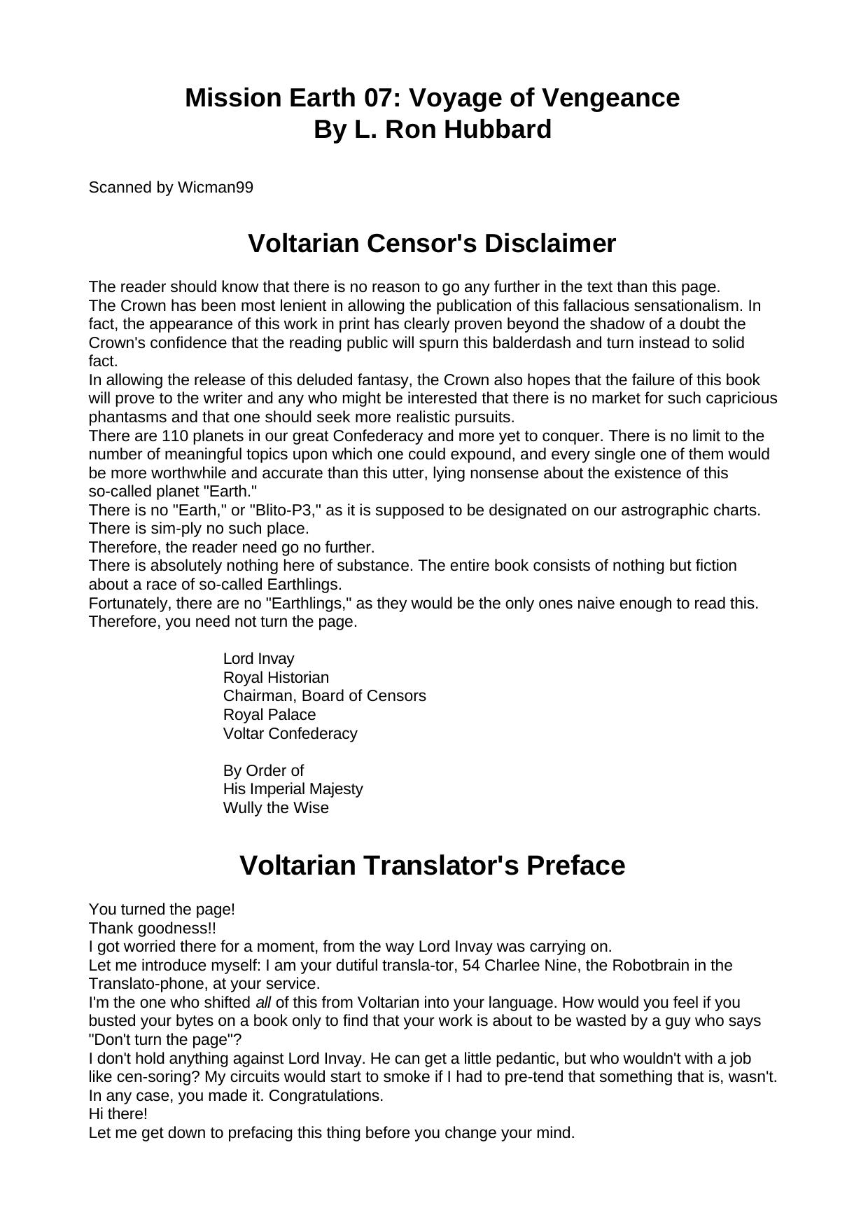 L. Ron Hubbard - Mission Earth 07 by Voyage of Vengeance