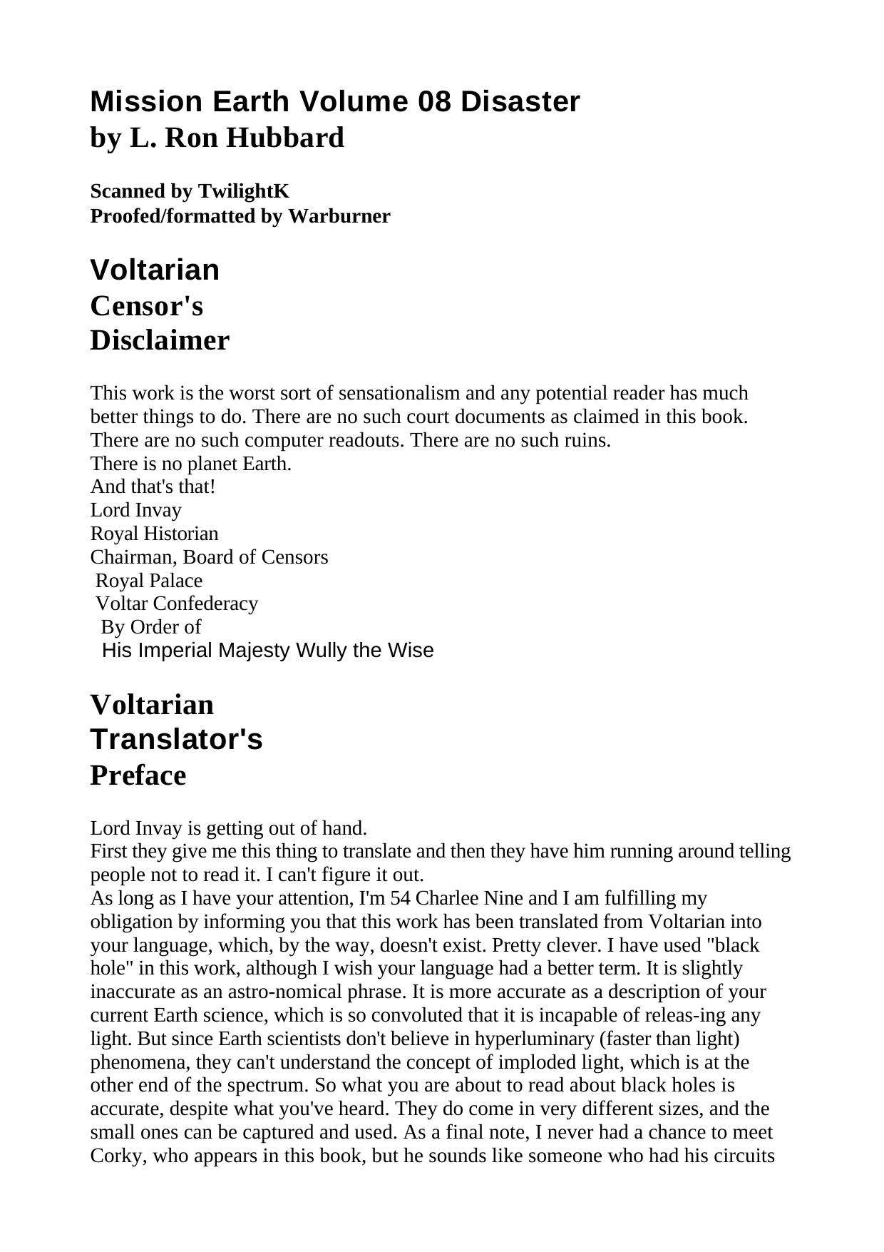 L. Ron Hubbard - Mission Earth 08 by Disaster