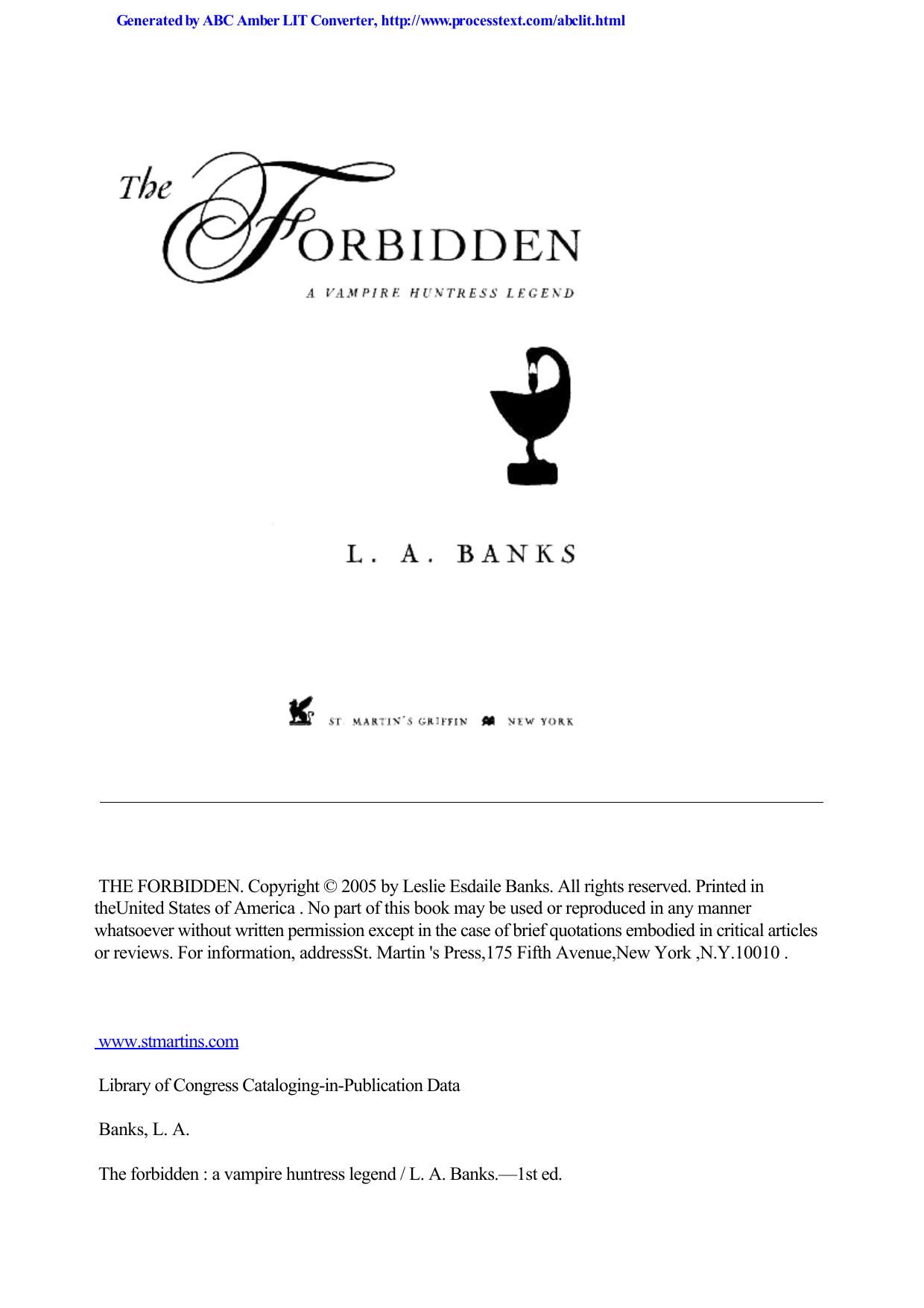 L.A. Banks - Vampire Huntress Legend 5 by The Forbidden