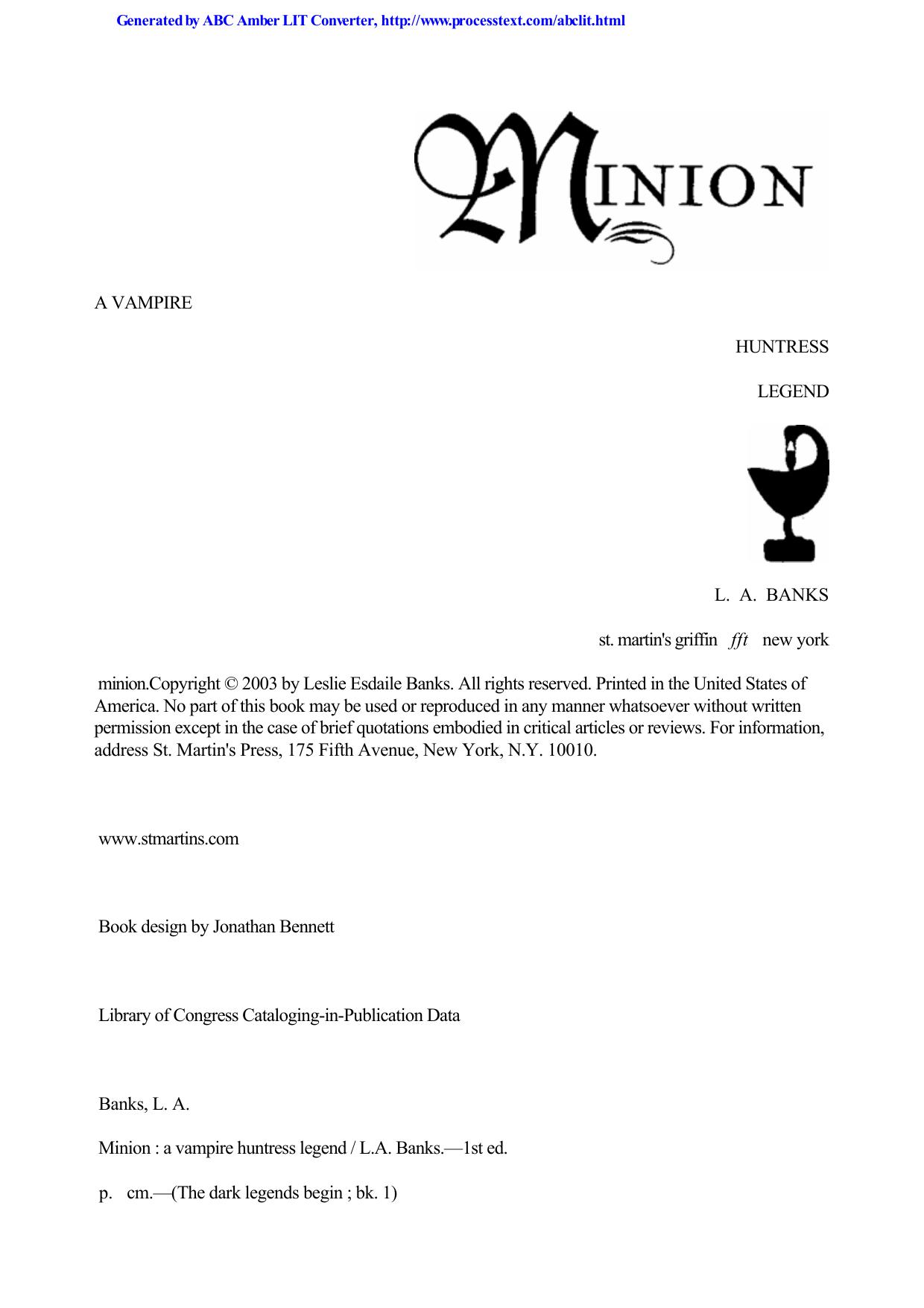 L.a. Banks - Vampire Huntress Legend 01 by Minion