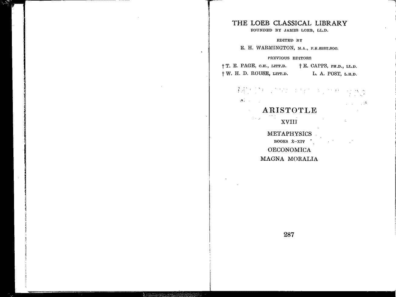 L287-(1935) Aristotle XVIII by Metaphysics 10-14