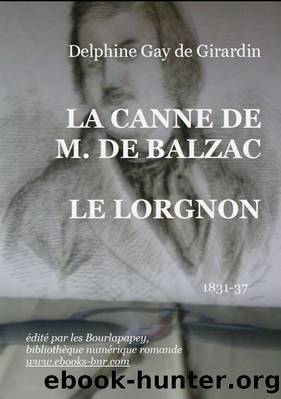 LA CANNE DE M. DE BALZAC by Delphine de Girardin