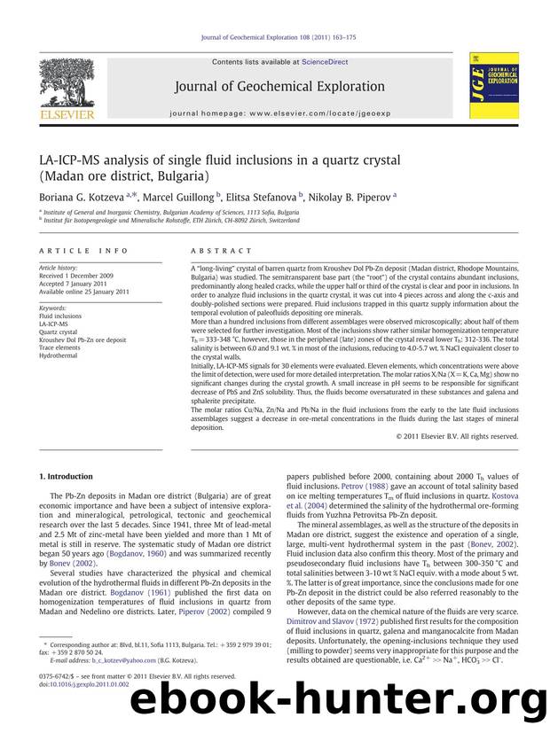 LA-ICP-MS analysis of single fluid inclusions in a quartz crystal (Madan ore district, Bulgaria) by Boriana G. Kotzeva & Marcel Guillong & Elitsa Stefanova & Nikolay B. Piperov