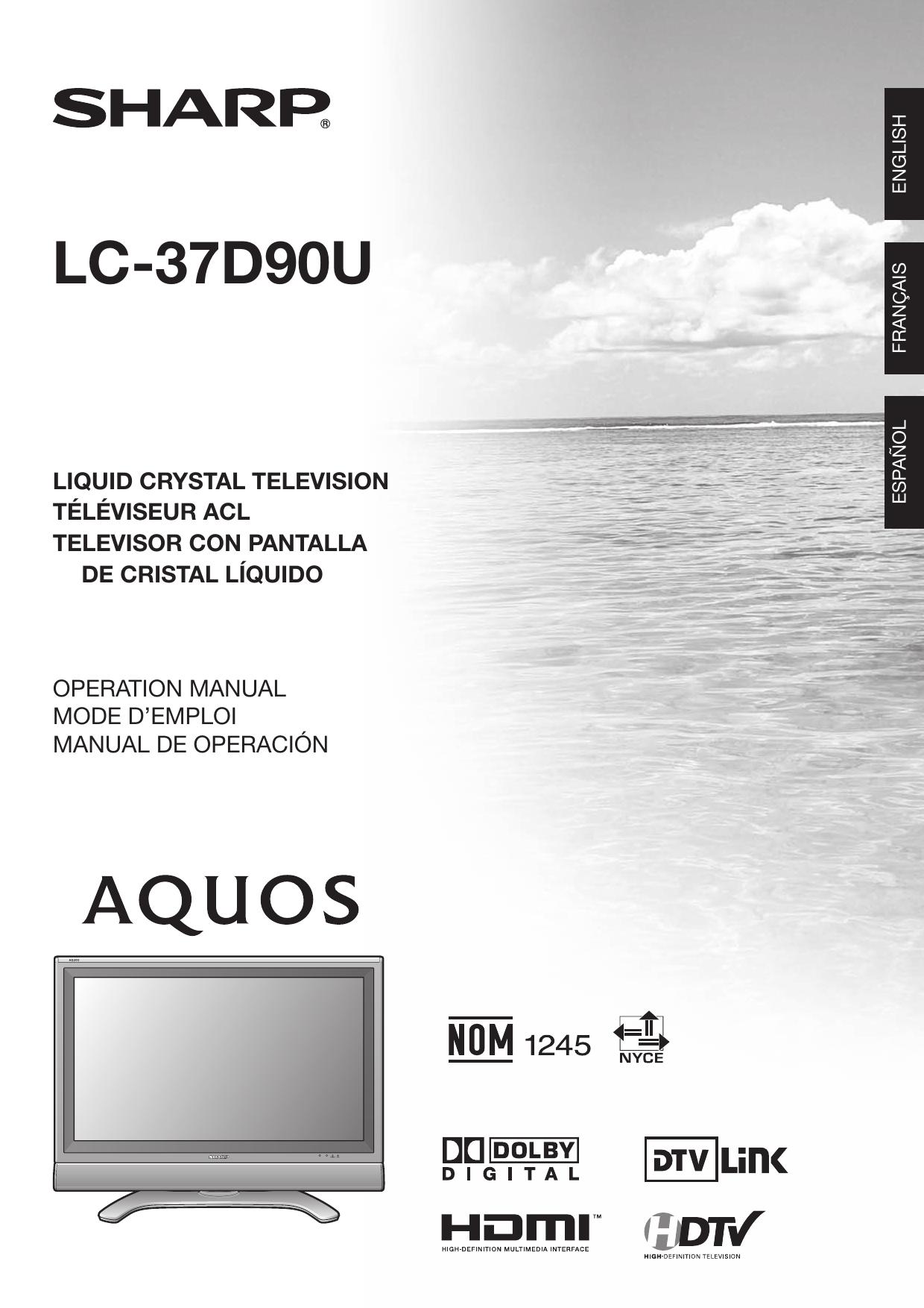 LC-37D90U Operation Manual by Sharp Electronics