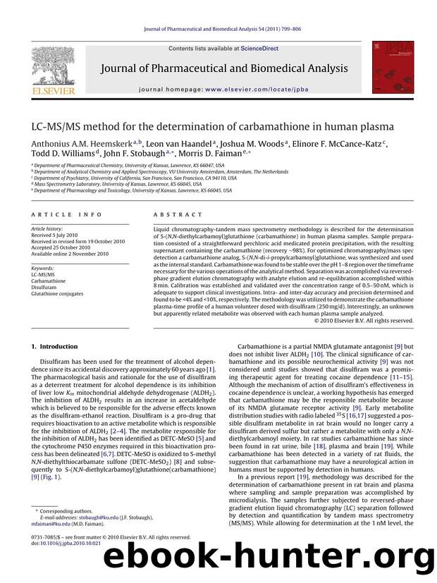 LC-MSMS method for the determination of carbamathione in human plasma by Anthonius A.M. Heemskerk