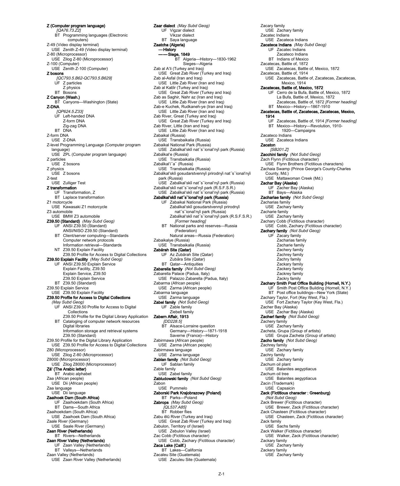LCSH Section Z by Library of Congress CDS