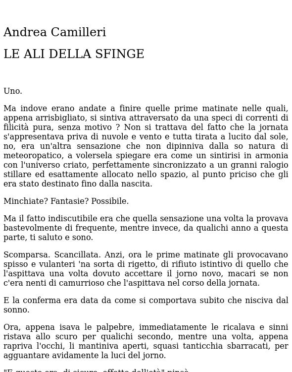 LE ALI DELLA SFINGE by Andrea Camilleri