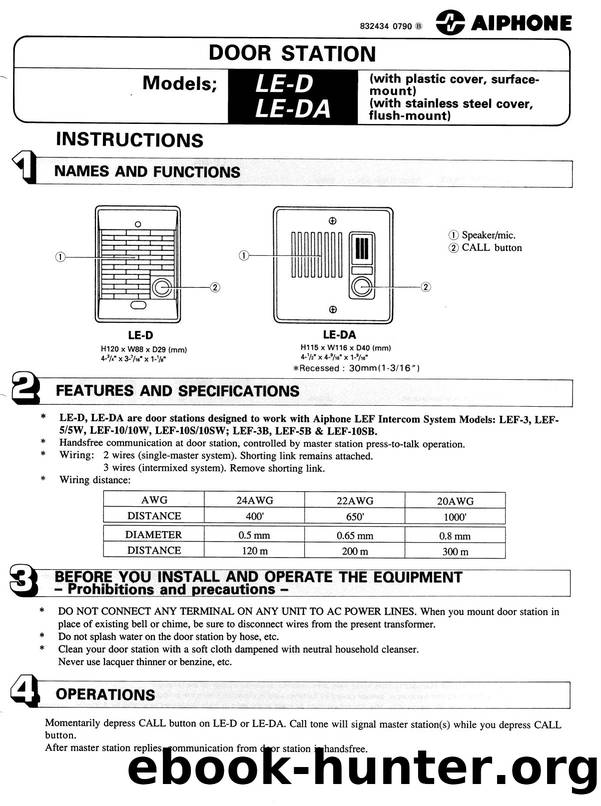 LE-D, LE-DA Door Station Instructions by Unknown