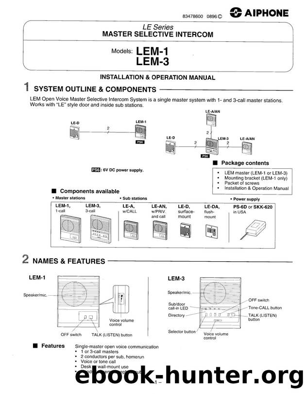 LEM Single Master Intercom System Instructions by Unknown