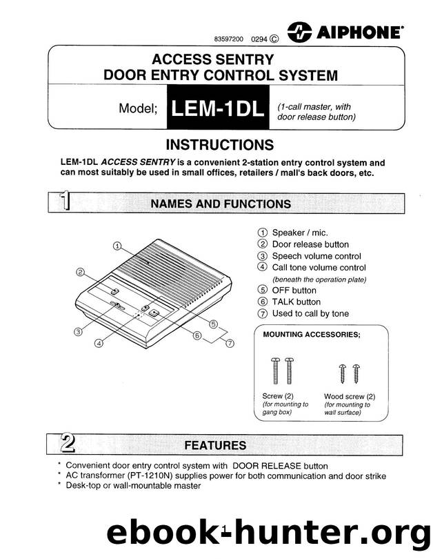 LEM-1DL Access Sentry Instructions by Unknown