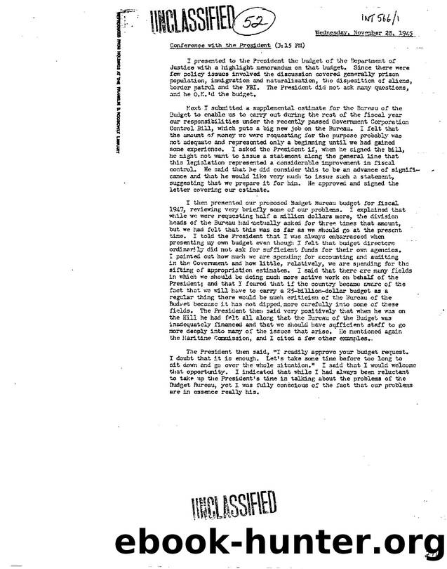 LETTER RE  FEW POLICY ISSUES INVOLVED THE DISCUSSION COVERED GENERALLY PRISON POPULATION, IMMIGRATION AND NATURALIZATION, THE DEPOSITION OF ALIENS, BORDER PATROL AND THE FBI 3d5b by Unknown