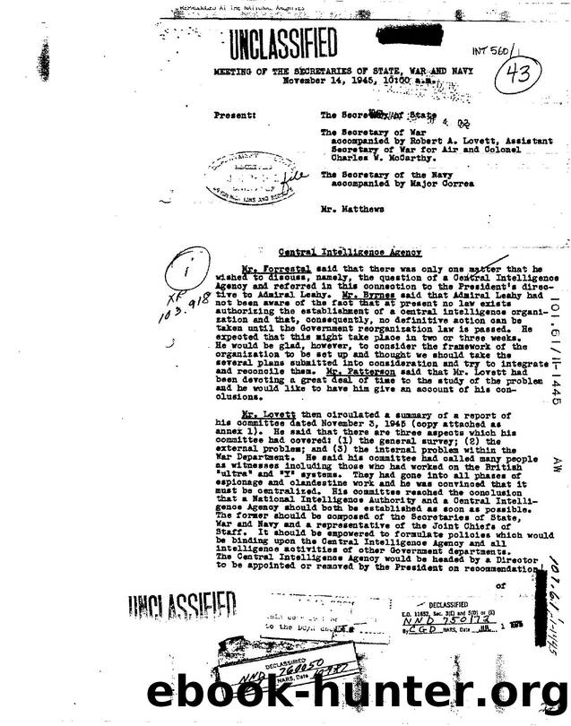 LETTER RE  MEETING OF THE SECRETARIES OF STATE, WAR AND NAVY 3d51 by Unknown