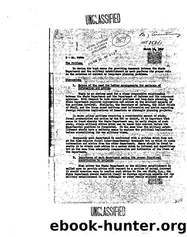 LETTER RE  TO DEVISE THE BEST MEANS FOR PROVIDING TEAMWORK BETWEEN THE STATE DEPARTMENT AND THE MILITARY 3e61 by Unknown
