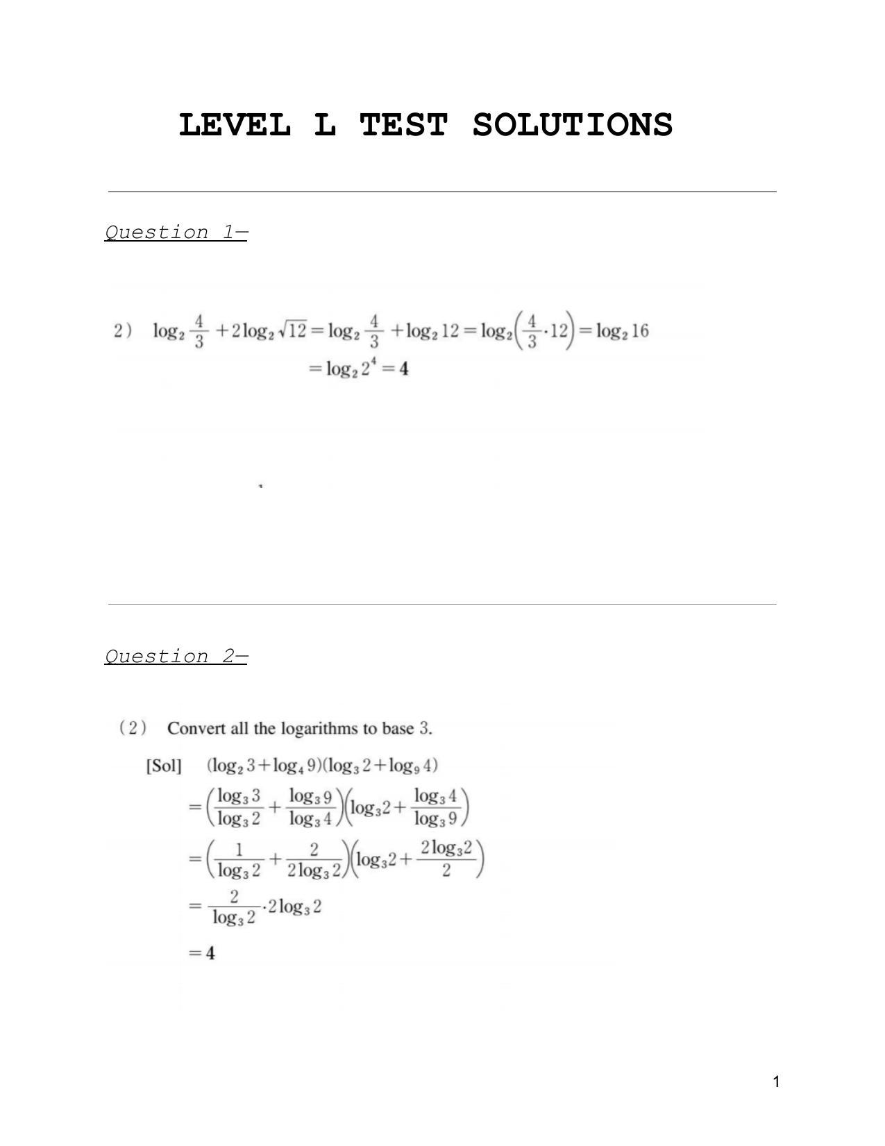 LEVEL L TEST SOLUTIONS by Unknown