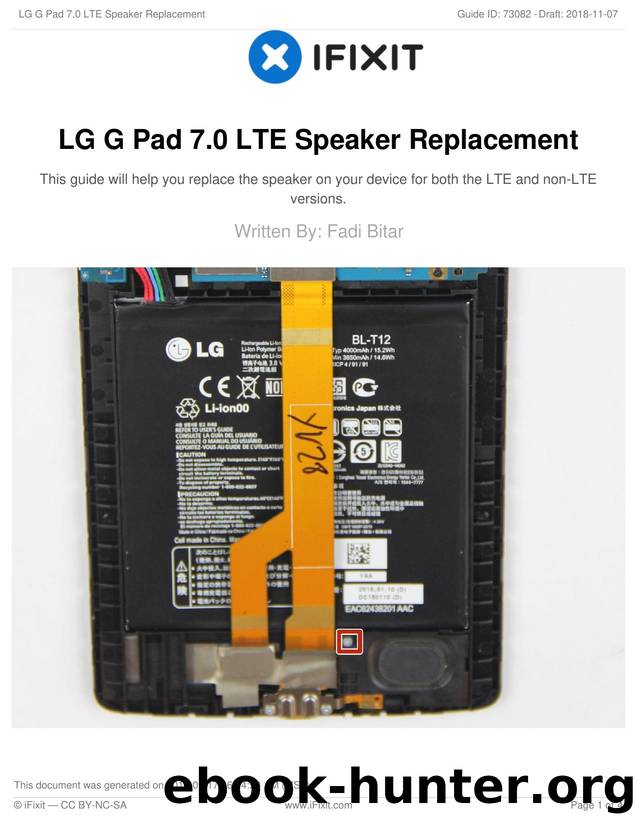 LG G Pad 7.0 LTE Speaker Replacement by Unknown