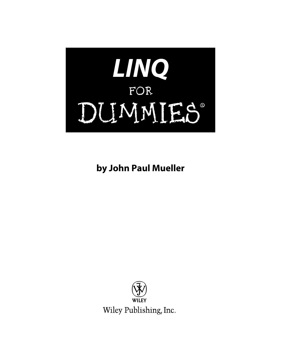 LINQ For Dummies by John Paul Mueller