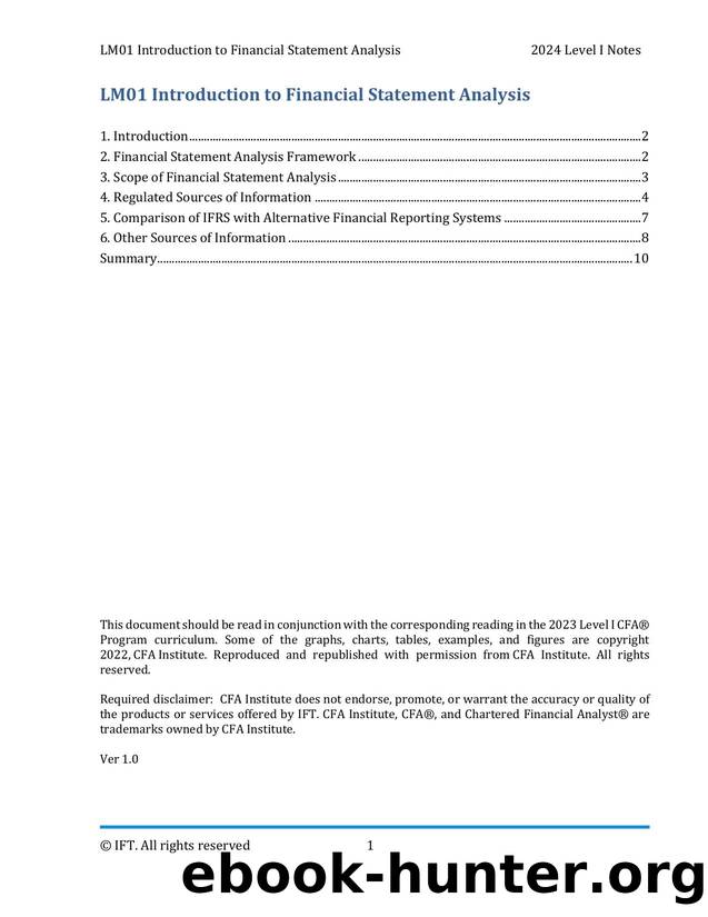 LM01 Introduction to Financial Statement Analysis IFT Notes by Parag Patil