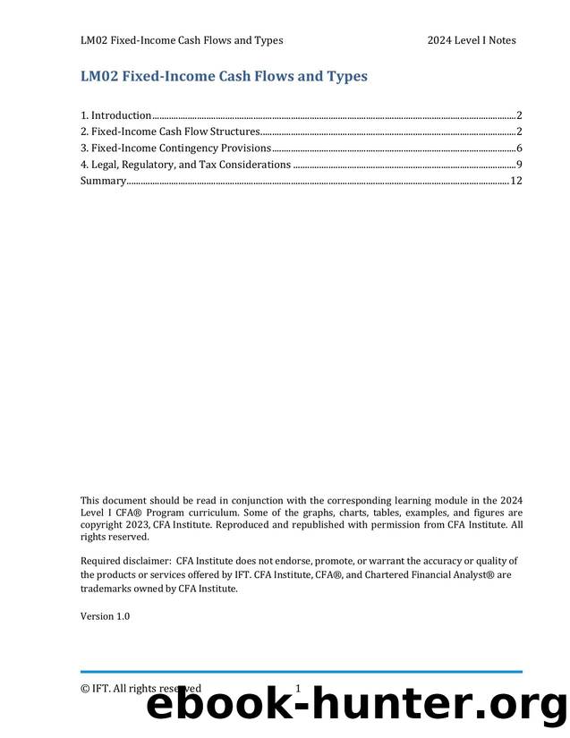 LM02 Fixed-Income Cash Flows and Types IFT Notes by Parag Patil