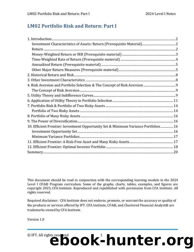 LM02 Portfolio Risk and Return Part I IFT Notes by Parag Patil