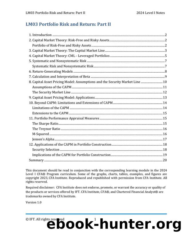LM03 Portfolio Risk and Return Part II IFT Notes by Parag Patil