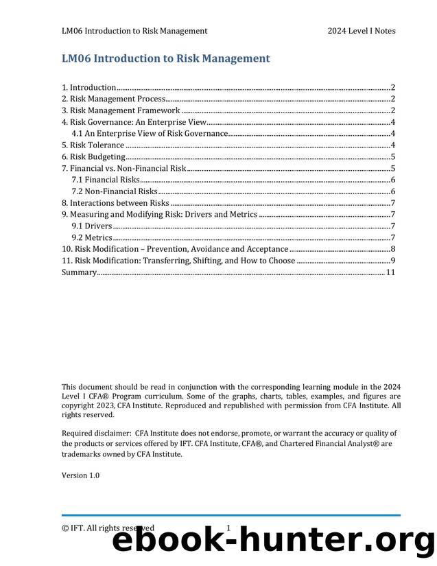 LM06 Introduction to Risk Management IFT Notes by Parag Patil