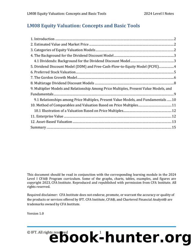 LM08 Equity Valuation Concepts and Basic Tools IFT Notes by Parag Patil