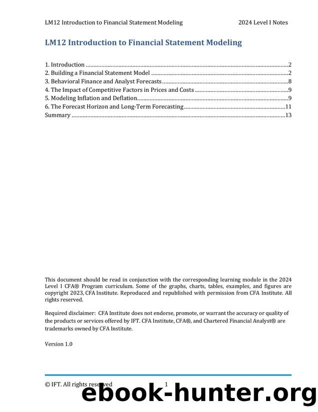 LM12 Introduction to Financial Statement Modeling IFT Notes by Parag Patil