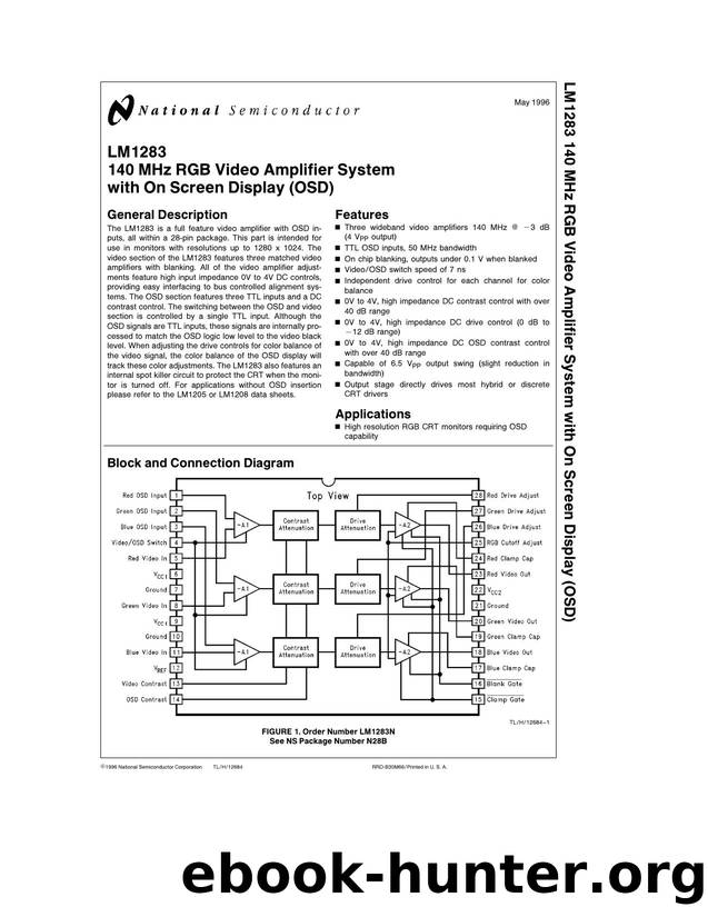 LM1283 140 MHz RGB Video Amplifier System with On Screen Display (OSD) by Unknown